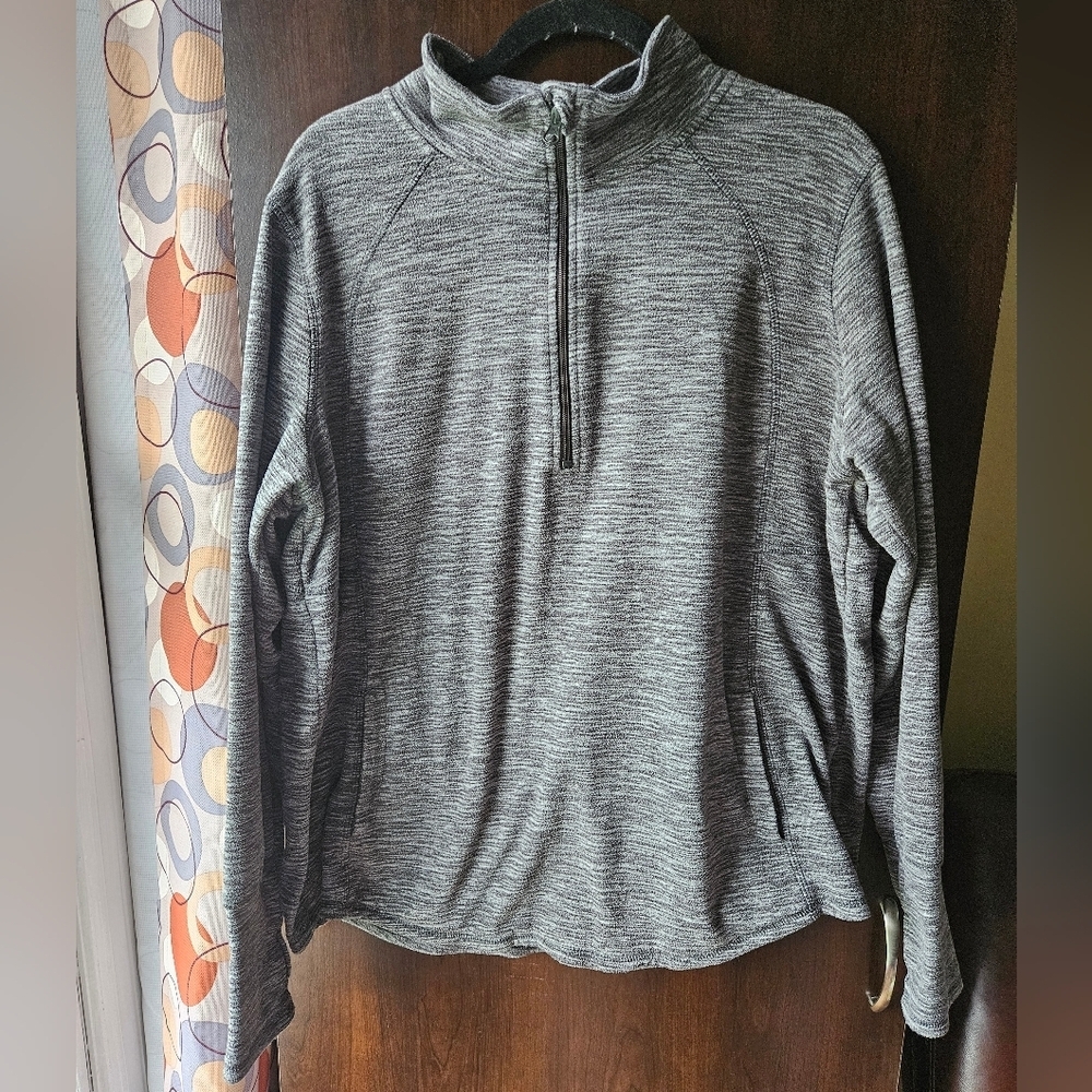 St. John's Bay Heathered Gray Activewear Quarter Zip Pullover Size XXL